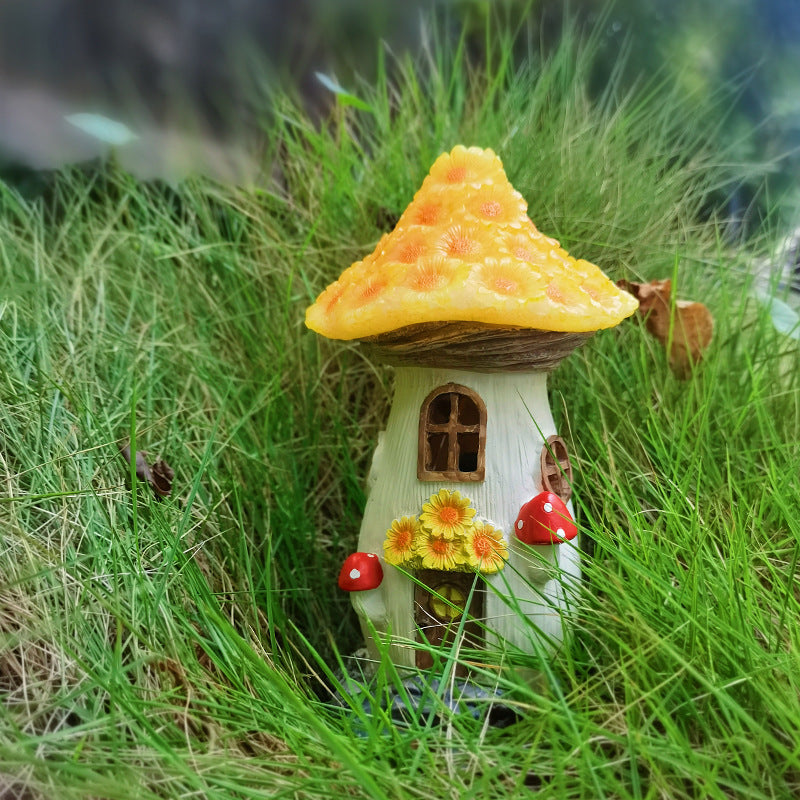 New Mushroom House Micro Landscape Resin Decorations Garde Decor Piece