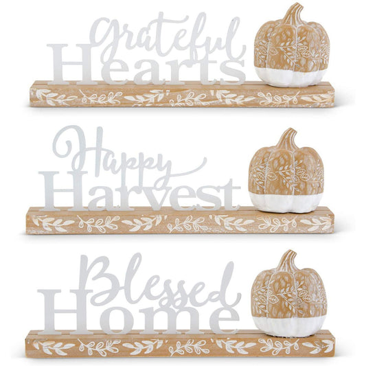 Enamel & Wood Inspirational Harvest Cutout Tabletop Sign
