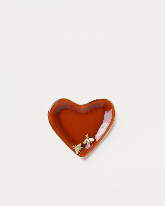 Caramel Heart Plate/Bees D10cm