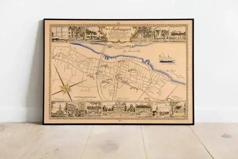Newburyport Map Wall Print| Framed Map Wall Decor