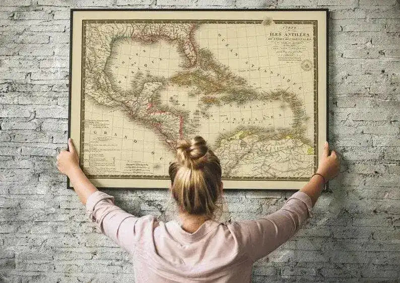 Historical Map of Antilles or West Indies 1828| Old Map Wall Decor
