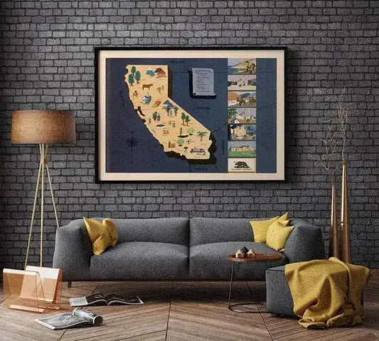 Historical Map of California| 1938 California Map Wall Print