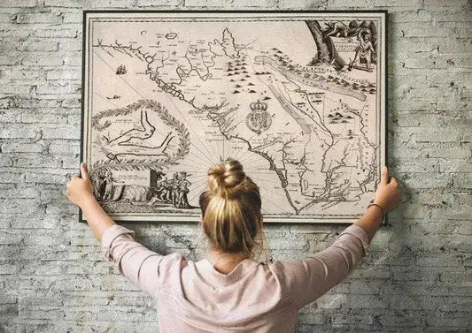 Historical Map of Carolina Region 1673| Old Map Wall Decor