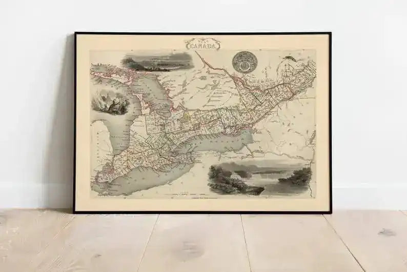 Historical Map of Western Canada 1851| Old Map Wall Decor