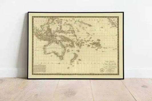 Historical Map of Oceania 1827| Old Map Wall Decor| Vintage Map
