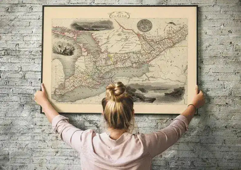 Historical Map of Western Canada 1851| Old Map Wall Decor