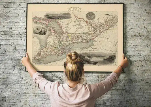 Historical Map of Western Canada 1851| Old Map Wall Decor