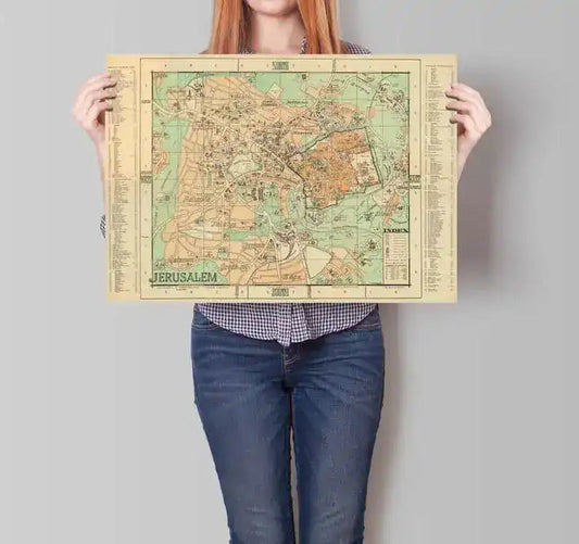 Jerusalem City 1942 Map Art Print