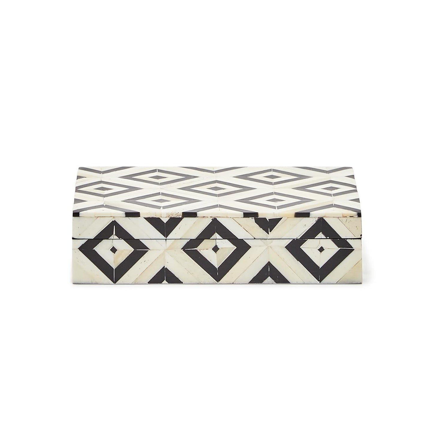Diamond Pattern Bone Inlay Box (with Playing Cards)
