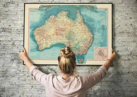 Map of Australia| Map Wall Decor| Vintage Map Wall Art