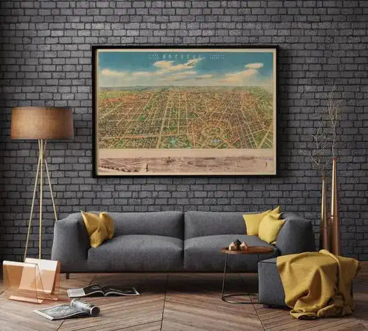 Map of Changchun China 1936| Art Canvas Wall Decor