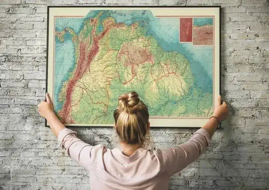 Map of Ecuador, Colombia and Guiana| Map Wall Decor