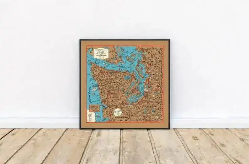 Map of Olympic Peninsula and Puget Sound Country| Vintage Map Poster