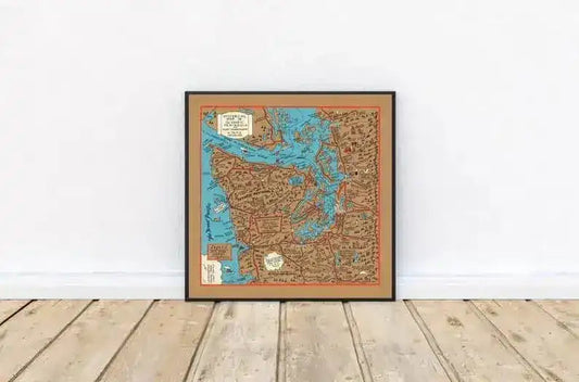 Map of Olympic Peninsula and Puget Sound Country| Vintage Map Poster