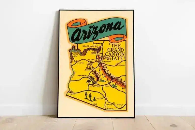 Pictorial Map of Arizona| Poster Print