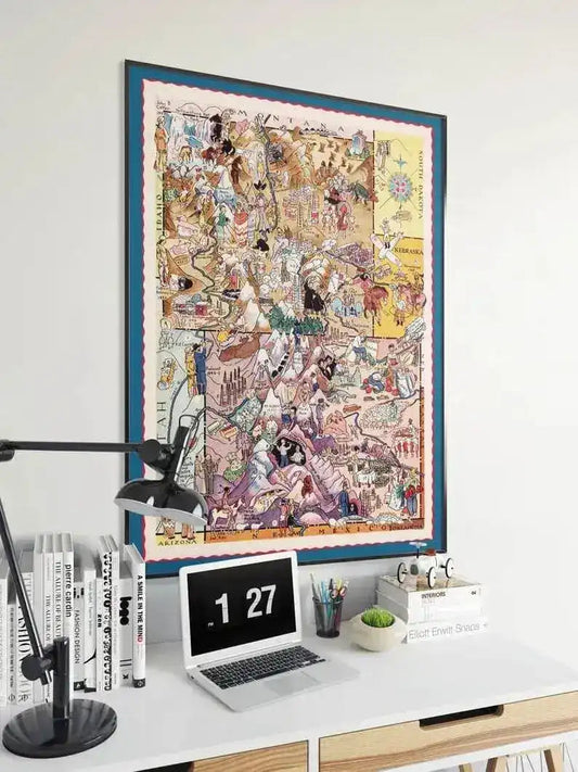 Map of State of Colorado and Wyoming| Decorative Wall Art