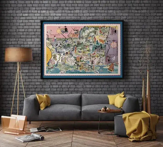 Map of State of Louisiana and Mississippi| Vintage Map Print