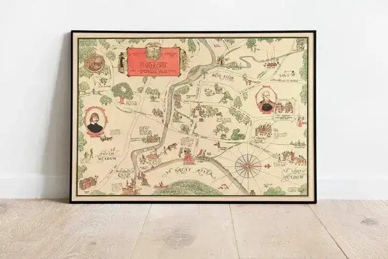 Hartford Map Wall Print| Connecticut Map