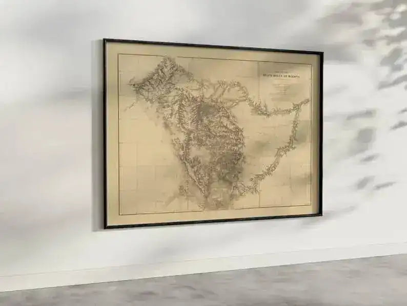 Map of the Black Hills of Dakota 1879| Map Wall Decor