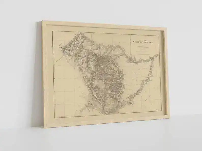 Map of the Black Hills of Dakota 1879| Map Wall Decor