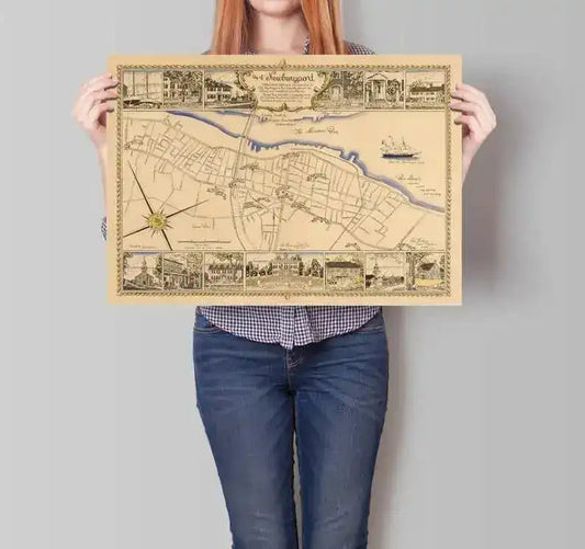 Newburyport Map Wall Print| Framed Map Wall Decor