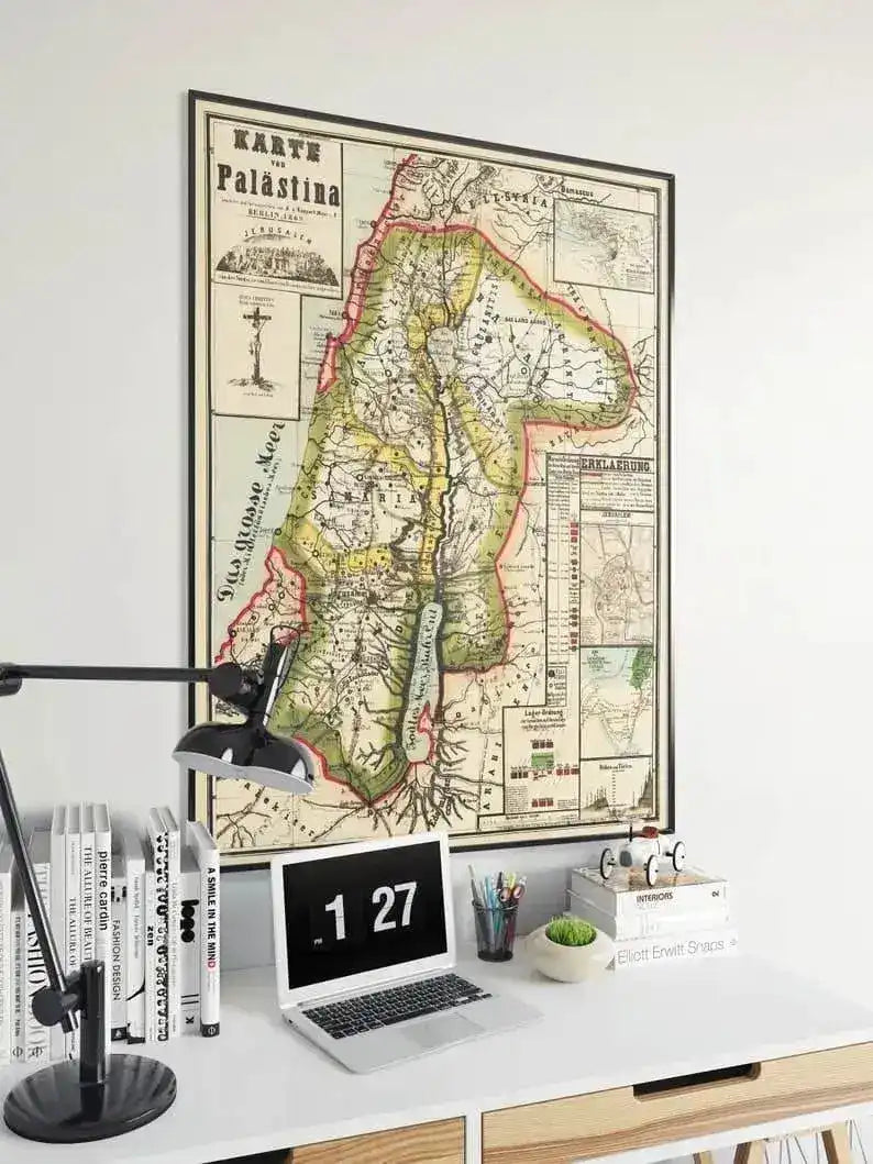 Palestine Map Wall Print 1869 Poster Print