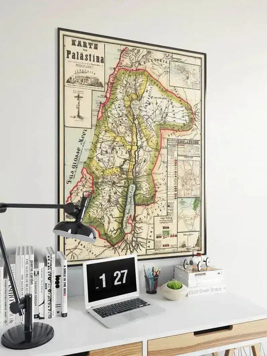 Palestine Map Wall Print 1869 Poster Print