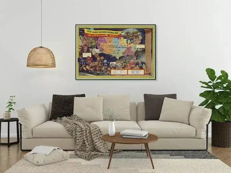 Pictorial College Football Map of the United States| Poster Print