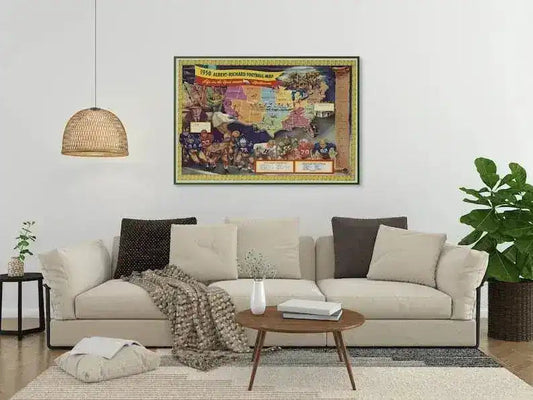 Pictorial College Football Map of the United States| Poster Print