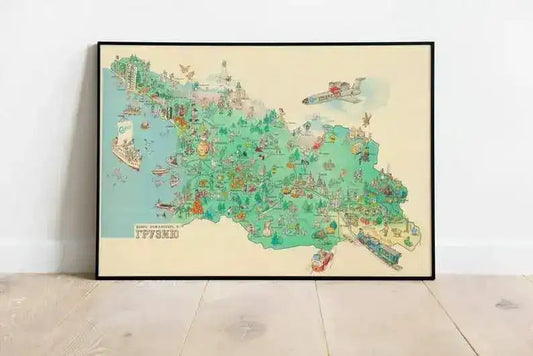 Pictorial Map of Georgia| Old Map Wall Decor