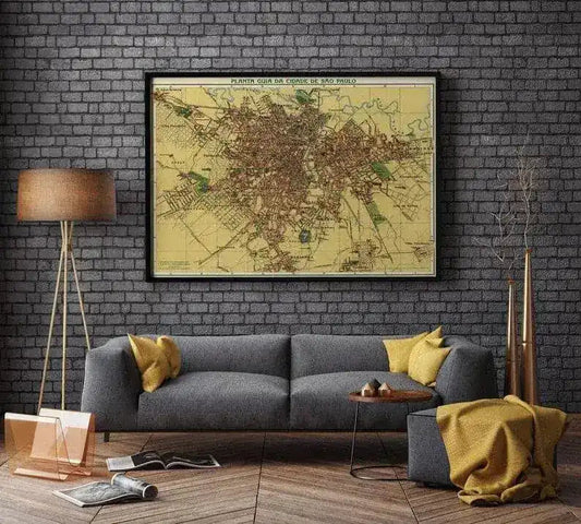 Sao Paulo City Map Wall Print| 1913 Sao Paulo City Map