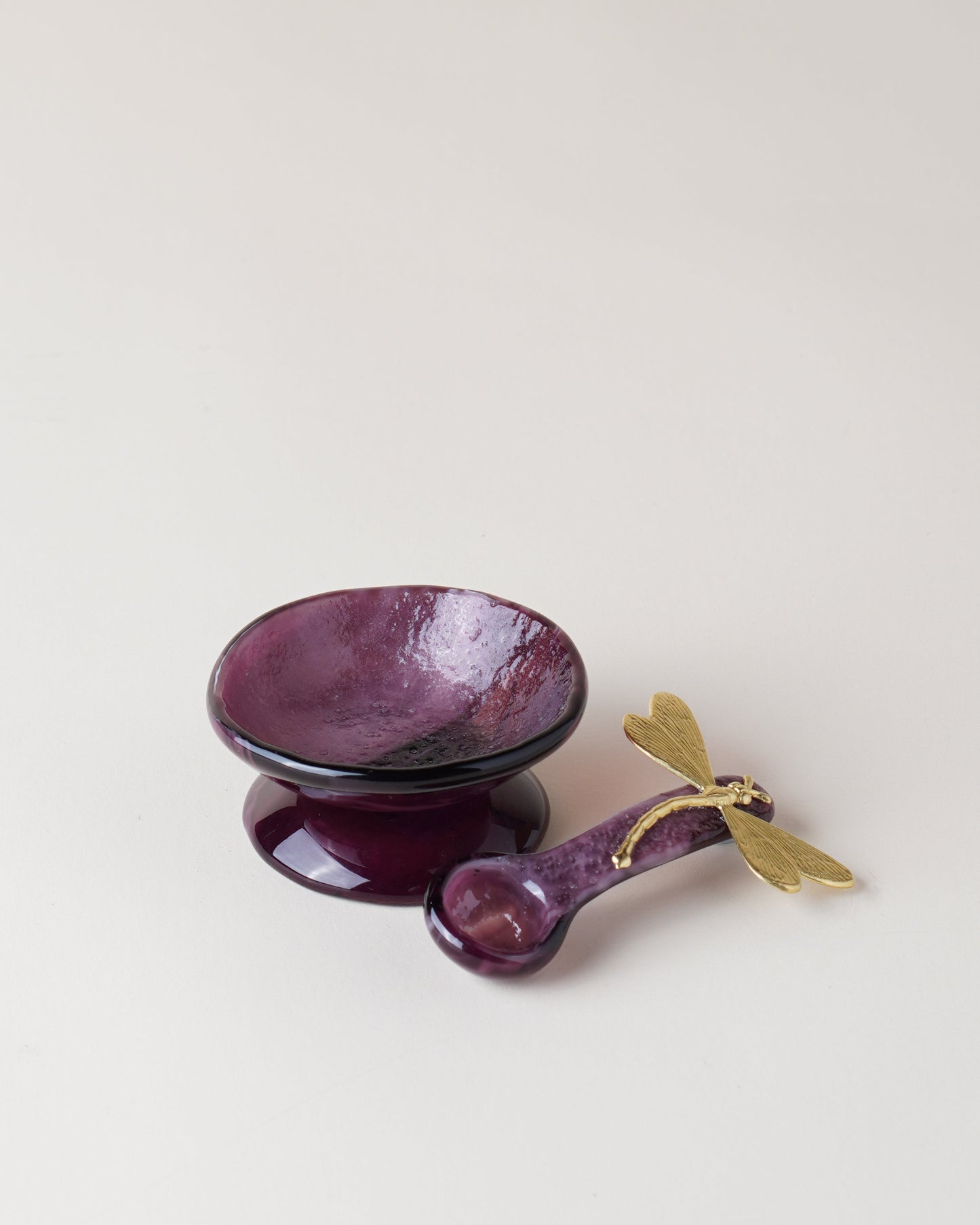 Small Marble Plum Salt Cellar/Spoon