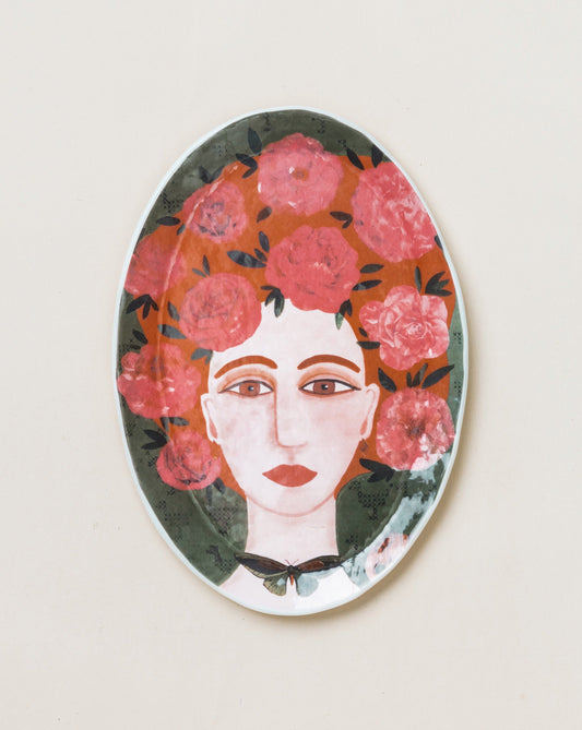 Woman Oval Tray Red Hair