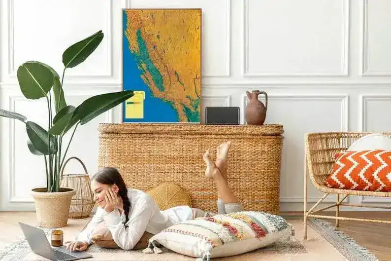 Topographic Map of California and Nevada| Old Map Wall Decor