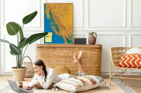 Topographic Map of California and Nevada| Old Map Wall Decor