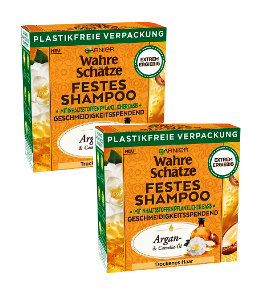 2xPack Garnier True Treasures Solid Shampoo Argan & Camelia Oil - 120 g