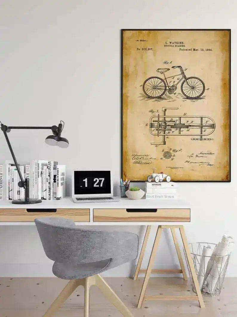 Vintage Bicycle Patent Print| Framed Art Print