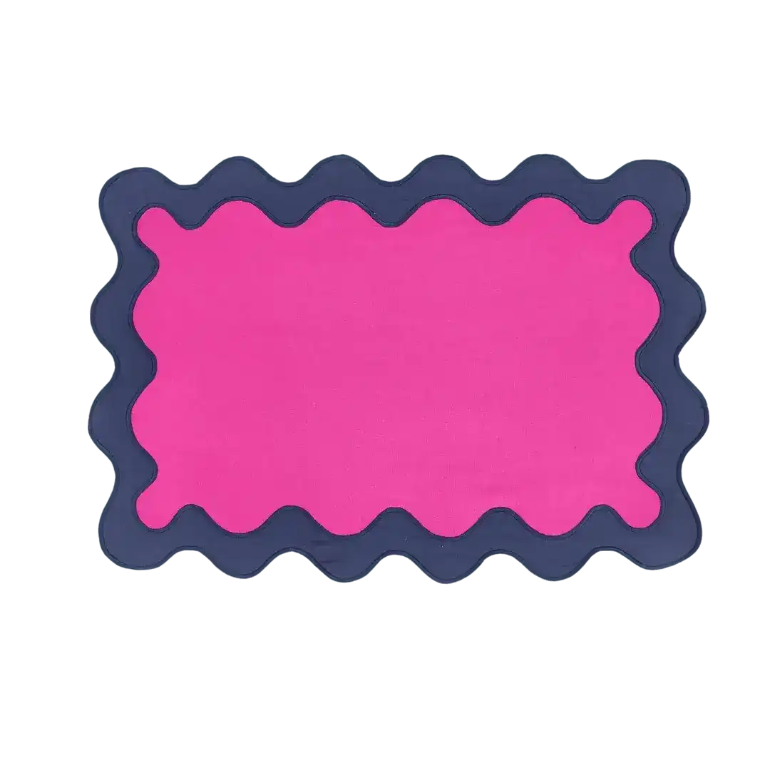 Blue and Pink Scallop 100% Linen Placemat