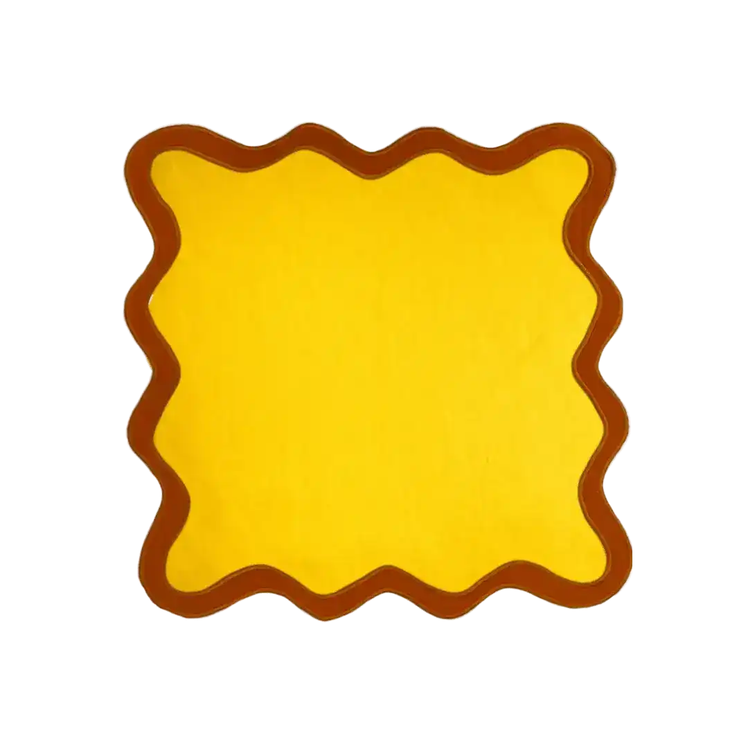 Brick Yellow Scallop 100% Linen Square Placemat - Set of 4