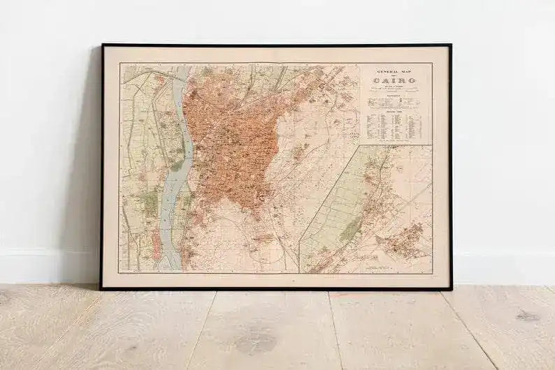 Cairo City Map Wall Print| Framed Map Wall Decor