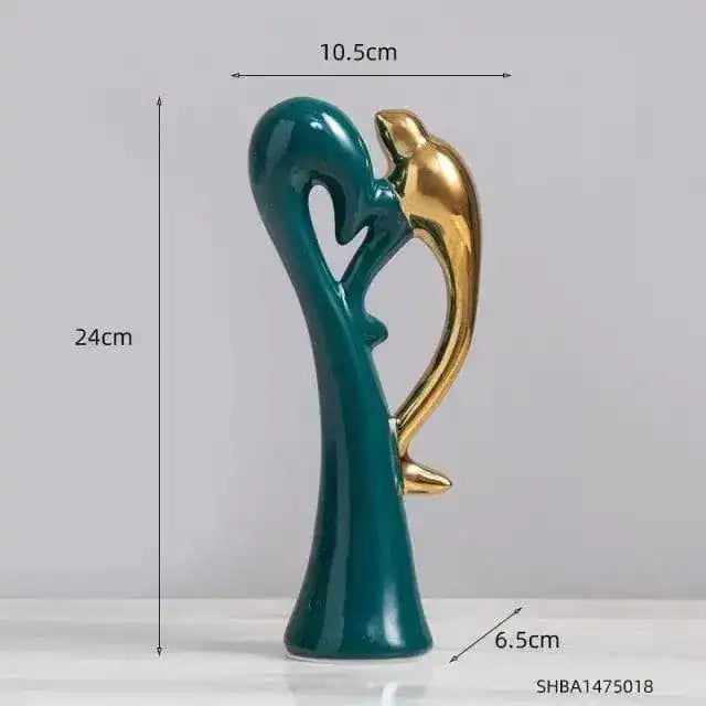 Ceramic Gold Love Bird Statues - MAIA HOMES