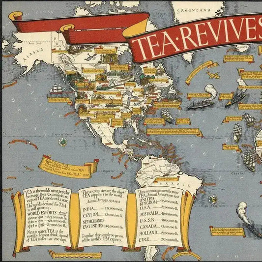 Chart Map of International Tea Market 1940| Panoramic Map Wall Art