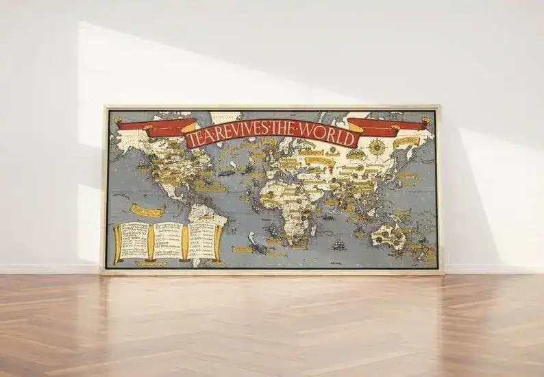 Chart Map of International Tea Market 1940| Panoramic Map Wall Art
