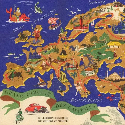 Chart Map of the World and important Cities| Panoramic Map Wall Art