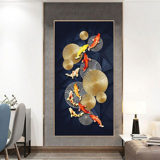 Chinese Style Red Koi Lucky Carp Canvas Painting - Animal Amity