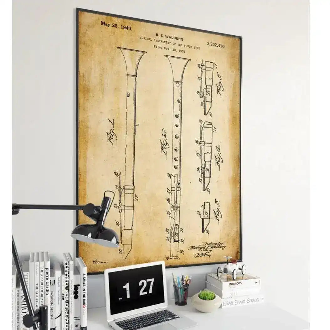 Clarinet Vintage Patent Poster Print