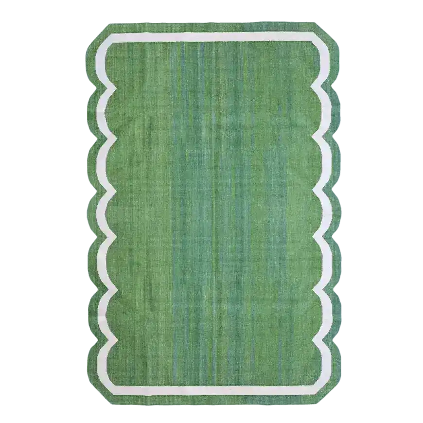 Classic Green Scallop Cotton Rug