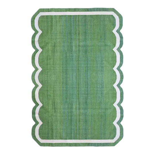Classic Green Scallop Cotton Rug