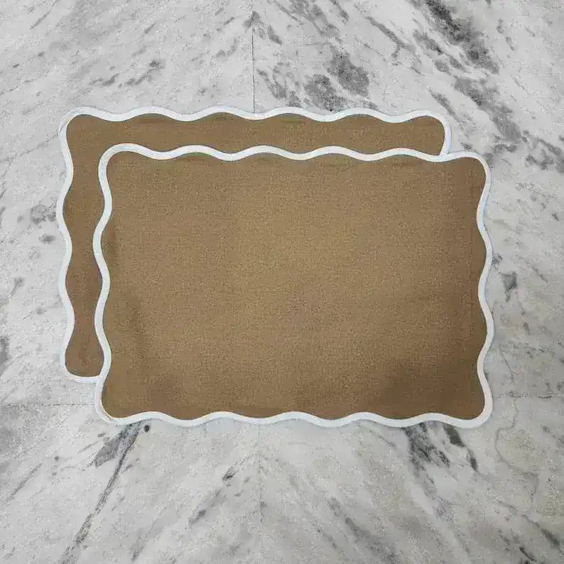 Classic Scalloped Cotton Placemats - Set of 2