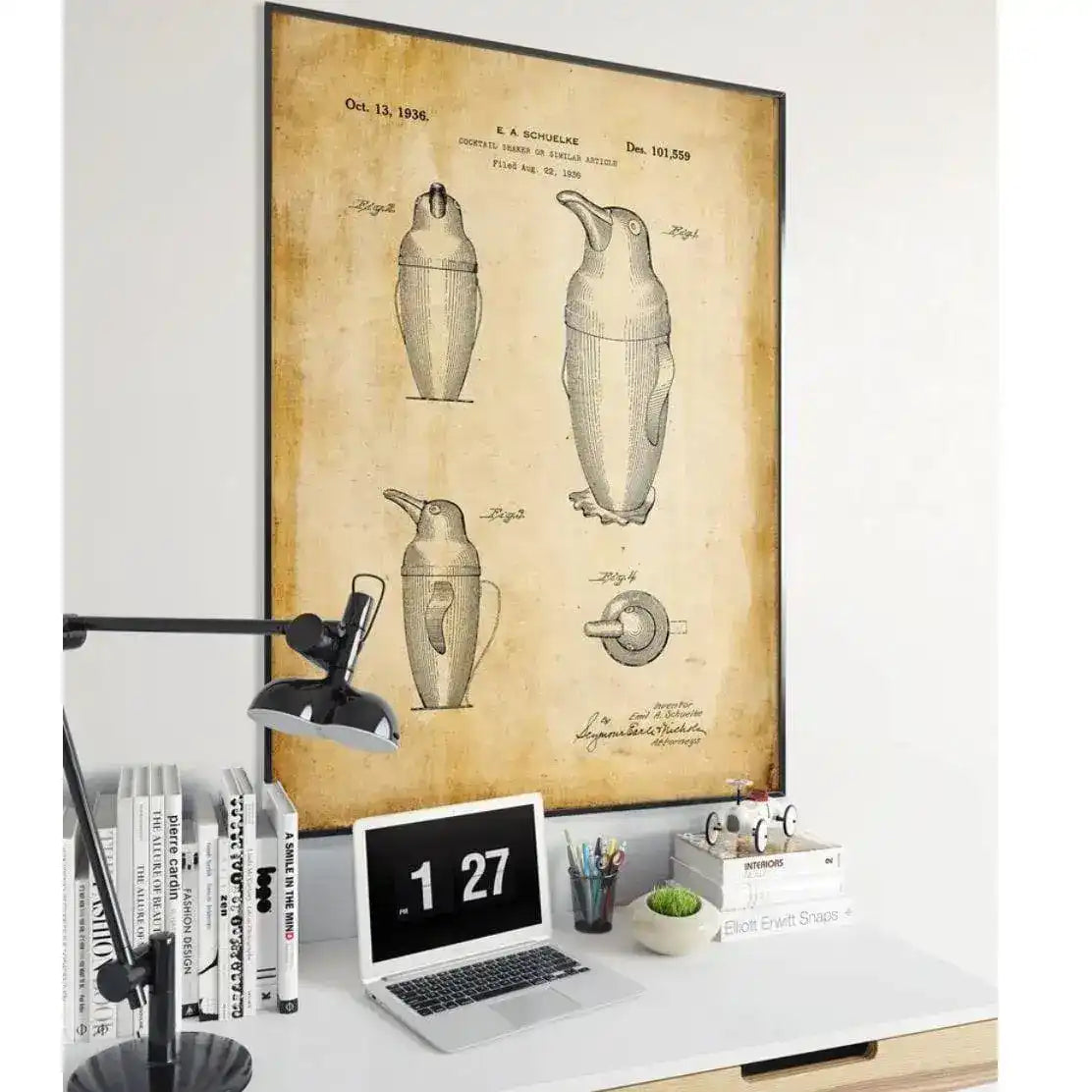 Cocktail Shaker Vintage Patent Print